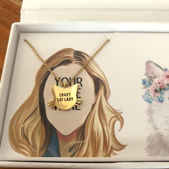 Grace + OK 1984 "Best Friends" Cat Lover Necklace & Cat Collar Charm Set Gold - Picture 2 of 7